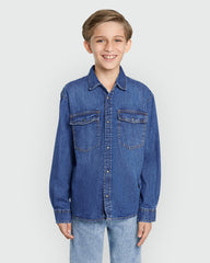 Classic OVS Denim Shirt For Boys Blue / 9-10 Y