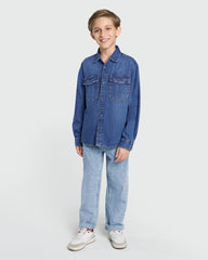 Classic OVS Denim Shirt For Boys Blue / 9-10 Y