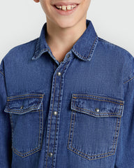 Classic OVS Denim Shirt For Boys Blue / 9-10 Y