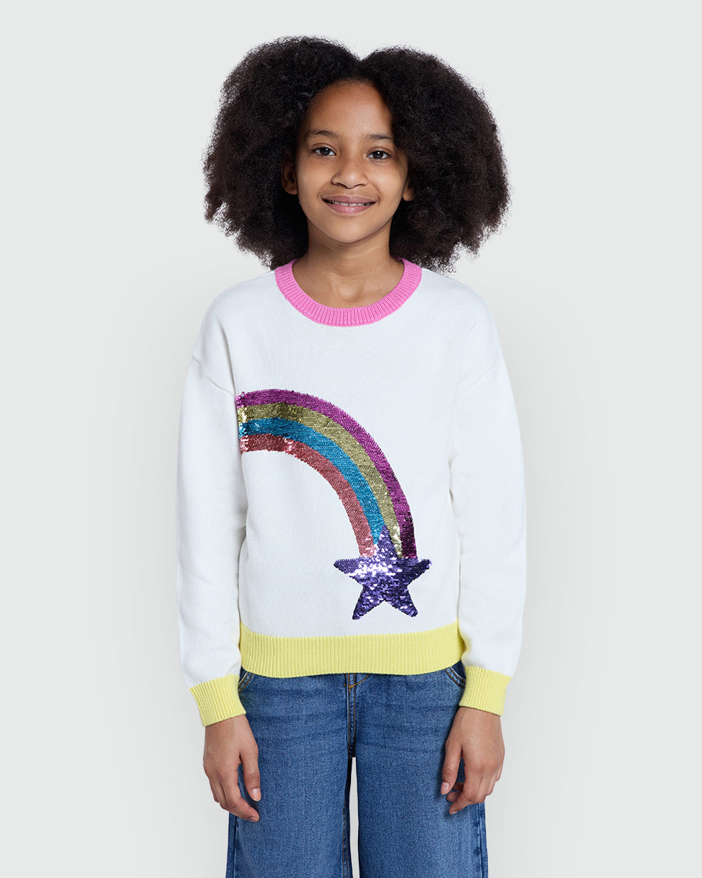 Tricot Sweater With Sequins By OVS White / 9-10 Y