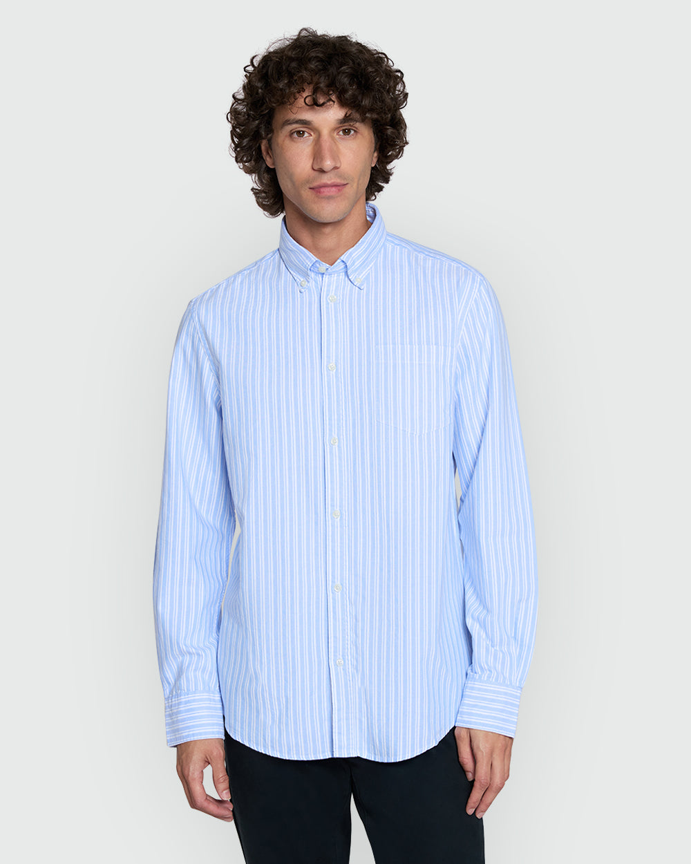 Light Striped Shirt By OVS For Men Lt Blue-Striped White / L