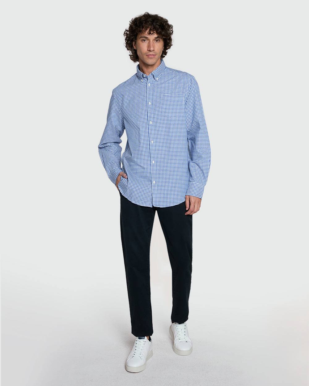 OVS Checked Shirt In Blues Blue/Lt Blue Check / L