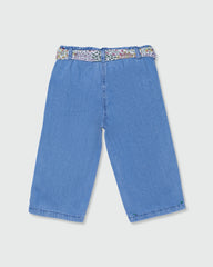 Wide-Leg Trousers With Floral Belt MEDIUM BLUE / 24-30 Months