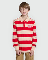 Long-Sleeved Polo Shirt With Striped Pattern And ''Athls'' Embroidery MULTICOLOUR STRIPED / 11 Years