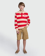 Long-Sleeved Polo Shirt With Striped Pattern And ''Athls'' Embroidery MULTICOLOUR STRIPED / 11 Years