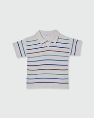 Cotton Polo Shirt With Striped Design STRIPES / 24-30 Months
