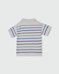 Cotton Polo Shirt With Striped Design STRIPES / 24-30 Months