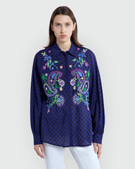 OVS Checked Blouse In Violet And Brown Violet/Brown Check / M