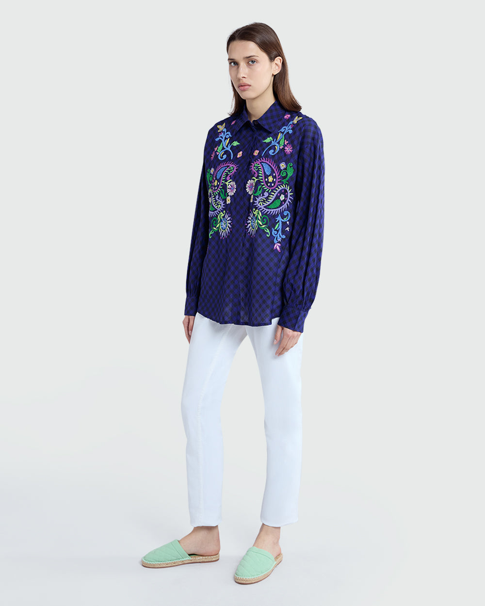 OVS Checked Blouse In Violet And Brown Violet/Brown Check / M
