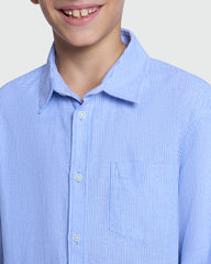 OVS STRIPED SHIRT FOR BOYS BLUE & WHITE LT BLUE-STRIPED WHITE / 11