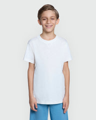 White Cotton Short Sleeve T-Shirt For Children BLANC DE BLANC / 9-10 Years