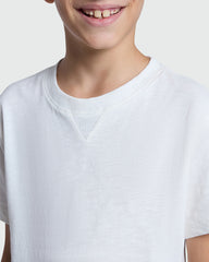 White Cotton Short Sleeve T-Shirt For Children BLANC DE BLANC / 9-10 Years
