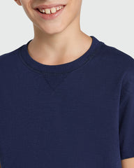 Blue Short-Sleeved Cotton T-Shirt For Boys BLUE WING TEAL / 9-10 Years