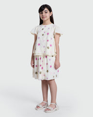Cotton Blouse With Small Flowers Embroidery GARDENIA / 9-10 Years