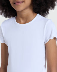 OVS Girls' Ribbed Tee In Lucent White White / 9-10 Y