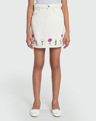 Embroidered Drill Shorts In Vanilla Ice – OVS White / 9-10 Y