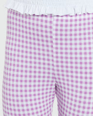 Three-Quarter Leggings In Stretch Cotton WHITE/PINK CHECK / 9-10 Years