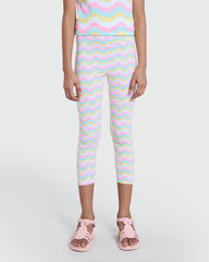 Three-Quarter Leggings In Stretch Cotton MULTICOLOUR STRIPED / 9-10 Years