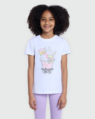 OVS Girls' White Printed Tee For Everyday Style White / 9-10 Y