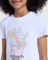 OVS Girls' White Printed Tee For Everyday Style White / 9-10 Y