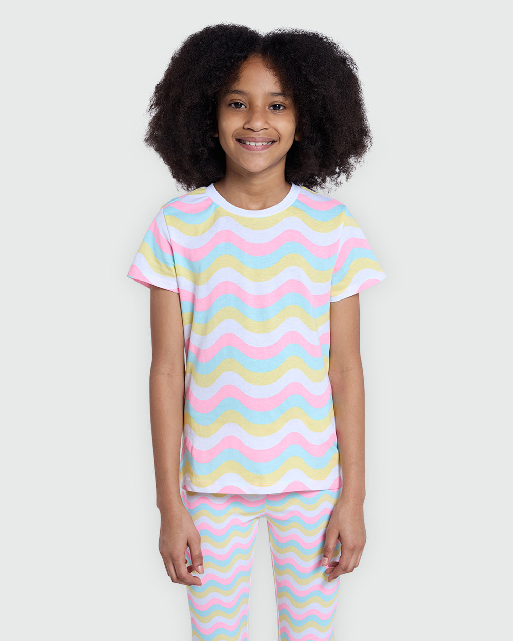 OVS Multicolour Striped Print Tee For Girls Multicolour Striped / 9-10 Y
