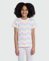 OVS Multicolour Striped Print Tee For Girls Multicolour Striped / 9-10 Y