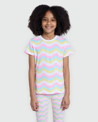 OVS Multicolour Striped Print Tee For Girls Multicolour Striped / 9-10 Y