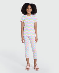OVS Multicolour Striped Print Tee For Girls Multicolour Striped / 9-10 Y