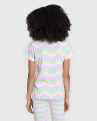 OVS Multicolour Striped Print Tee For Girls Multicolour Striped / 9-10 Y