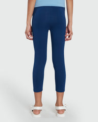 Three-Quarter Leggings In Stretch Cotton ESTATE BLUE / 9-10 Years