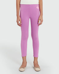 Three-Quarter Leggings In Stretch Cotton SPRING CROCUS / 9-10 Years