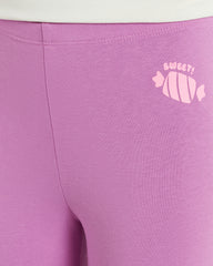 Three-Quarter Leggings In Stretch Cotton SPRING CROCUS / 9-10 Years