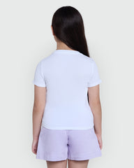 OVS RIBBED TEE FOR GIRLS LUCENT WHITE WHITE / 10-11 Y