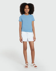 OVS RIBBED CREW NECK TEE ALLURE BLUE BLUE / 10-11 Y