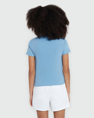 OVS RIBBED CREW NECK TEE ALLURE BLUE BLUE / 10-11 Y