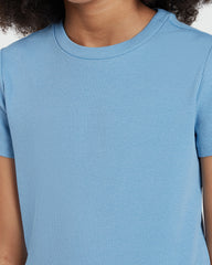 OVS RIBBED CREW NECK TEE ALLURE BLUE BLUE / 10-11 Y
