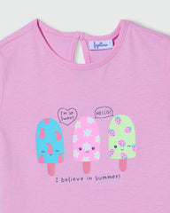 Cotton T-Shirt With Print BONBON / 24-30 Months