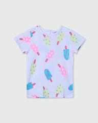 Cotton T-Shirt With Ice Creams Print BRILLIANT WHITE / 24-30 Months