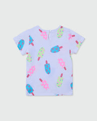 Cotton T-Shirt With Ice Creams Print BRILLIANT WHITE / 24-30 Months
