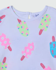Cotton T-Shirt With Ice Creams Print BRILLIANT WHITE / 24-30 Months