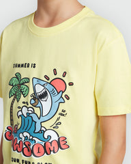 Yellow Short-Sleeved T-Shirt With Print LEMON VERBENA / 9-10 Years