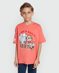 OVS Boys' Tee In Deep Sea Coral Pink Pink / 9-10 Y