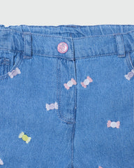 OVS GIRLS LIGHT DENIM EMBROIDERED PANTS BLUE / 24-30 M