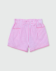 OVS GIRLS SHORTS YARN-DYED PINK/WHITE CHECK / 24-30 M