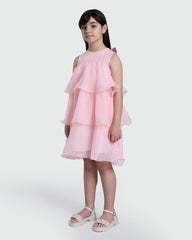 Girls' OVS Dress In Mary’S Rose Shade Pink / 9-10 Y