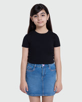 OVS Girls’ Ribbed Tee In Black Beauty Black / 10-11 Y