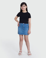 OVS Girls’ Ribbed Tee In Black Beauty Black / 10-11 Y