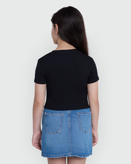 OVS Girls’ Ribbed Tee In Black Beauty Black / 10-11 Y