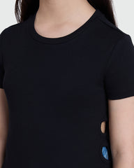 OVS Girls’ Ribbed Tee In Black Beauty Black / 10-11 Y