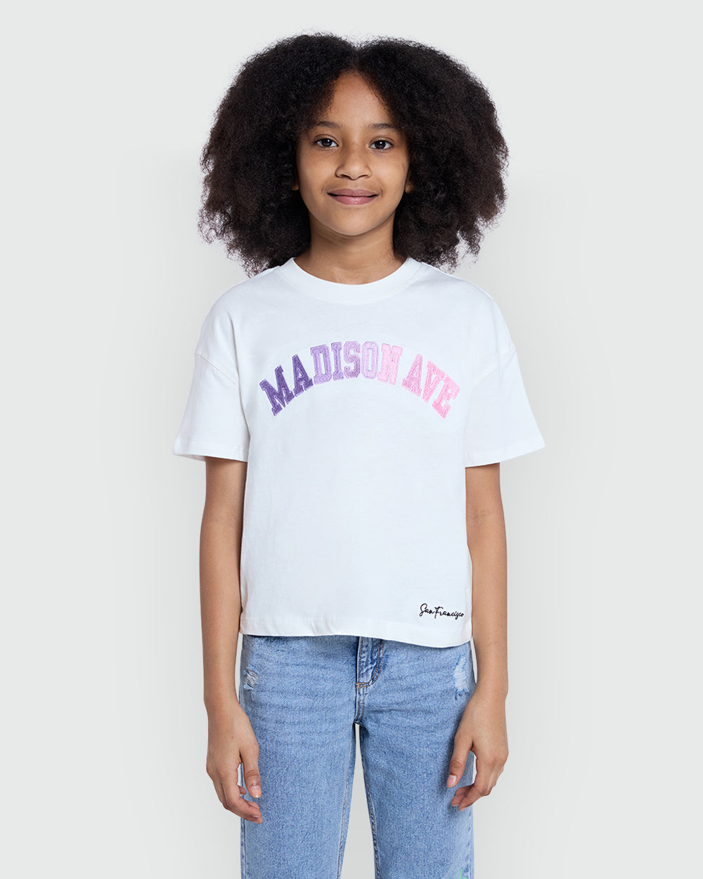 OVS Embroidered Tee For Girls – Blanc De Blanc White / 10-11 Y